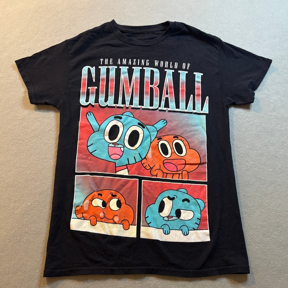 The Amazing World of Gumball Mens S Black Graphic T-Shirt Cartoon Network